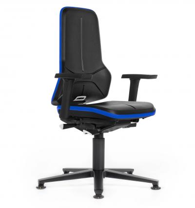 ESD Workplace Chair NEON 1 Multifunction Armrests ESD Work Chair Permanent Contact Backrest Integral Foam ESD Flex Strip Blue Glides Bimos Workplace Chairs Interstuhl